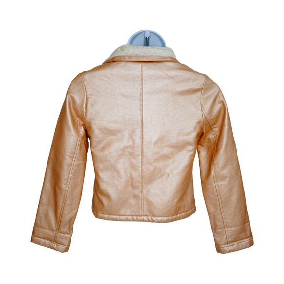 The Children Place Girl's Pink Jacket Coat Faux Leather Zip-up Size M 7/6 - Picture 4 of 4